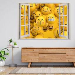 Smile Emoji Emotion Face Character 3D Window View Wall Sticker Poster Decal A929