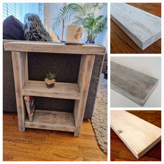 Rustic Wooden End Table With Shelf, Slim Narrow Side Table, Sofa Mug Rest, Handmade Rustic Grey Wash, White Wash Or Dark White - image 1