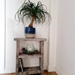Rustic Wooden End Table With Shelf, Slim Narrow Side Table, Sofa Mug Rest, Handmade Rustic Grey Wash, White Wash Or Dark White - thumbnail 3