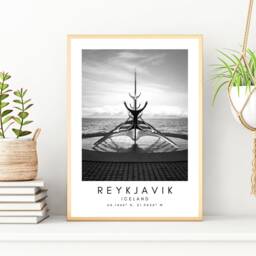 Reykjavik Iceland Print Black & White City Art - thumbnail 3
