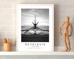 Reykjavik Iceland Print Black & White City Art - thumbnail 1