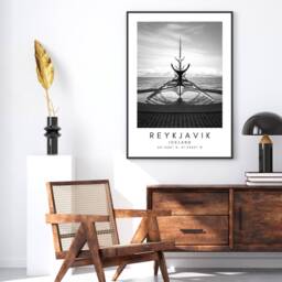 Reykjavik Iceland Print Black & White City Art - thumbnail 2