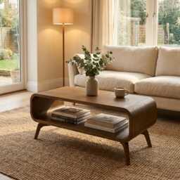 Bespoke Coffee Table, Mid Century Table, Art Deco Coffee Sofa Low Table in Solid Wood, in Stock - thumbnail 2