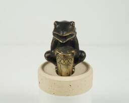 Frog Playing Bongo Statue, 2.6 Inch Bronze Figurine, Musician, Miniature, Tabletop Decor, Gift For Artist, Music, Appreciated
