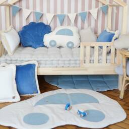 Car Baby Play Mat Jeans Cotton Nursery Rug, Denim Blue Toddler Room Decor, Boys Playroom Mat, Soft Floor Cushion, Unique Shower Gift - thumbnail 3