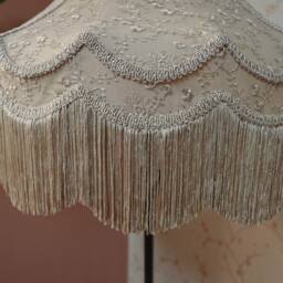 Beige Embroidered Lace Lampshade Victorian Style With Rayon Fringe - thumbnail 2