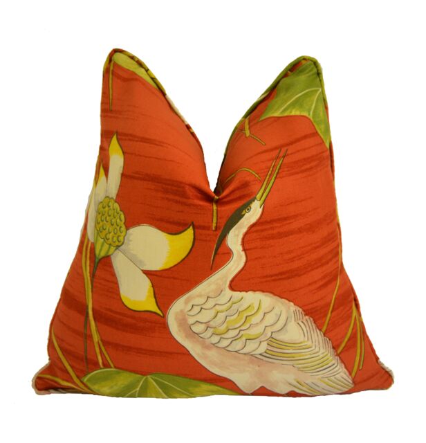 Sanderson - Heronsford Coral/Yellow Cushion Cover Throw Pillow Designer Home Decor - image 1