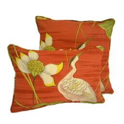 Sanderson - Heronsford Coral/Yellow Cushion Cover Throw Pillow Designer Home Decor - thumbnail 2