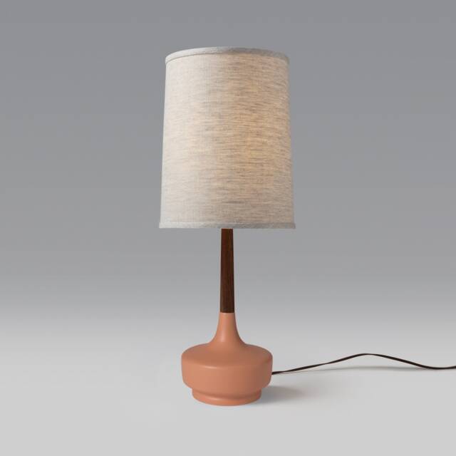 Mid Century Table Lamp Ceramic & WalnutBrooke Desert Rose #4 - image 1