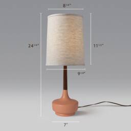 Mid Century Table Lamp Ceramic & WalnutBrooke Desert Rose #4 - thumbnail 2