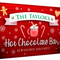 Personalised Hot Chocolate Bar Sign - Christmas Cocoa Station Wall Art Custom Festive Drinks A4 Metal - 30 X 20cm Aluminium - thumbnail 3