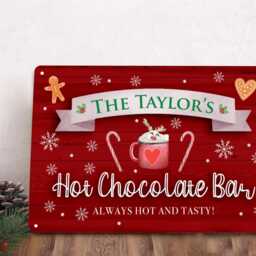 Personalised Hot Chocolate Bar Sign - Christmas Cocoa Station Wall Art Custom Festive Drinks A4 Metal - 30 X 20cm Aluminium - thumbnail 2