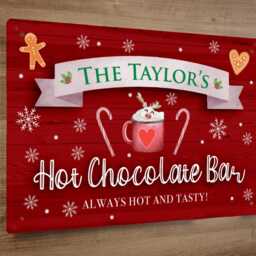 Personalised Hot Chocolate Bar Sign - Christmas Cocoa Station Wall Art Custom Festive Drinks A4 Metal - 30 X 20cm Aluminium - thumbnail 4