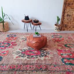 Vintage Pink Moroccan Rug, Authentic Boujaad 6.4x10.3 Ft - thumbnail 2