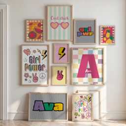 Cool Girls Bedroom Prints, Set Of 2 3 4 6 8 10, Gallery Wall, Girl Power, Positive Affirmation, Personalised Initial, Playroom Prints - thumbnail 1