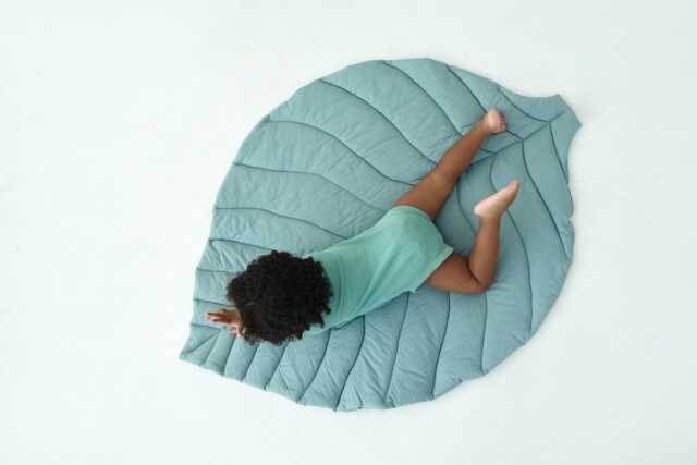 Organic Cotton Leaf Baby Play Mat Tummy Time Floor Cushion - image 1