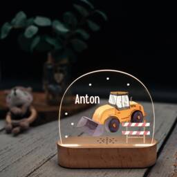 Night Light Tractor, Baby Gift Boy, Fire Brigade Lamp, Tractor Children's Room, Night Excavator, Nursing Light, Lamp - thumbnail 3