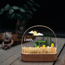 Night Light Tractor, Baby Gift Boy, Fire Brigade Lamp, Tractor Children's Room, Night Excavator, Nursing Light, Lamp - thumbnail 2