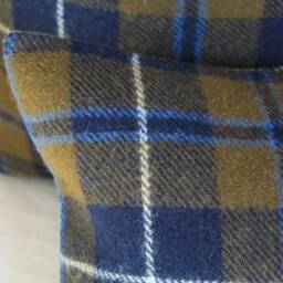 Douglas Tartan Plaid Pillow Cover, Gold & Navy Wool Cover - Ready To Ship - thumbnail 2