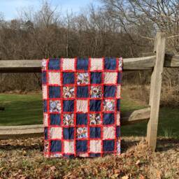 Puppy Rag Quilt - Baby Blue Brown Red Blanket Dog Personalities Polka Dots & Dogs Finished - thumbnail 3