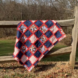 Puppy Rag Quilt - Baby Blue Brown Red Blanket Dog Personalities Polka Dots & Dogs Finished - thumbnail 2