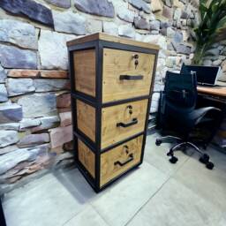 Lockable Rustic Wood Filing Cabinet Industrial Steel Frame Chest For Office Filing Storage, Space Solution Legal File Organizer