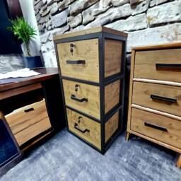 Lockable Rustic Wood Filing Cabinet Industrial Steel Frame Chest For Office Filing Storage, Space Solution Legal File Organizer - thumbnail 3