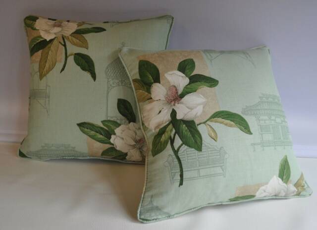"2 Grove Park Arthur Sanderson Fabric Piped Cushions 15"" X 15 " - image 1