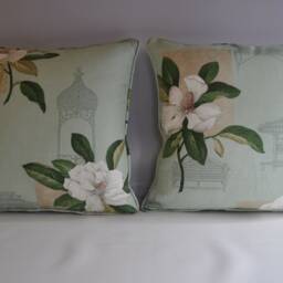 "2 Grove Park Arthur Sanderson Fabric Piped Cushions 15"" X 15 " - thumbnail 3