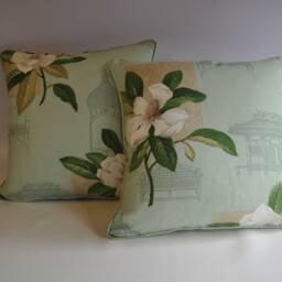 "2 Grove Park Arthur Sanderson Fabric Piped Cushions 15"" X 15 " - thumbnail 4
