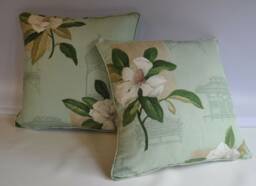 "2 Grove Park Arthur Sanderson Fabric Piped Cushions 15"" X 15 " - thumbnail 1