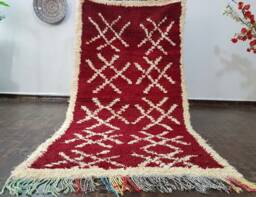 Boucherouite Rug, Moroccan Boucherouite Rug , Azilal , Vintage Berber 6.8 X 3.6 Feet - thumbnail 1