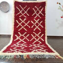 Boucherouite Rug, Moroccan Boucherouite Rug , Azilal , Vintage Berber 6.8 X 3.6 Feet - thumbnail 2