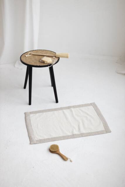 Linen Bath Mat, Bathroom Rug, Natural Terry Two Sided Mat - image 1