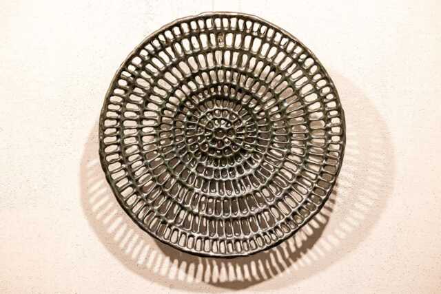Embossed Ceramic Wall Plate, Abstract Sculpture Art - image 1