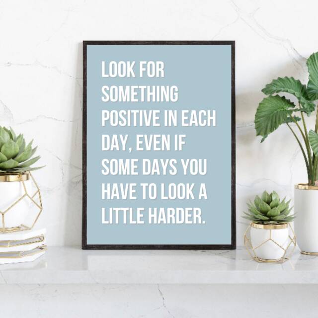 Look For Something Positive in Each Day - Positivity Quote Print Pastel Wall Art Home Office Decor - image 1