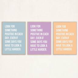 Look For Something Positive in Each Day - Positivity Quote Print Pastel Wall Art Home Office Decor - thumbnail 2
