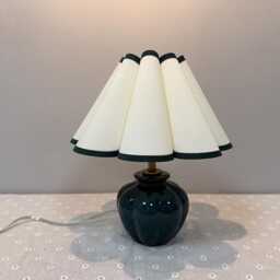 Handmade Dark Green Ceramic Table Lamp Cream Fabric Shade - thumbnail 2