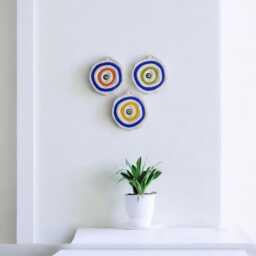 Hand-Painted Evil Eye Wall Hanging White Concrete Nazar Amulet - thumbnail 3