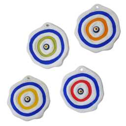 Hand-Painted Evil Eye Wall Hanging White Concrete Nazar Amulet - thumbnail 4