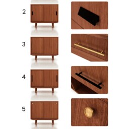 Mid-Century Sideboard, Dresser, Commode, Credenza Made Of Oak Veneer - Teak Colour Livlo T-P01 - thumbnail 3