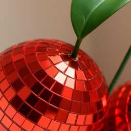Disco Cherry Figurine Real Glass Mirror Tile, 70S Retro Decor - thumbnail 3
