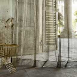Glister Mesh Fabric By The Meter, 3 Meters High, Knitted Curtain Fabric, Raspberry Colors, Carlucci