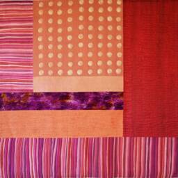 Hand Painted Silk Art Quilt Purple Orange Abstract Tapestry - thumbnail 2