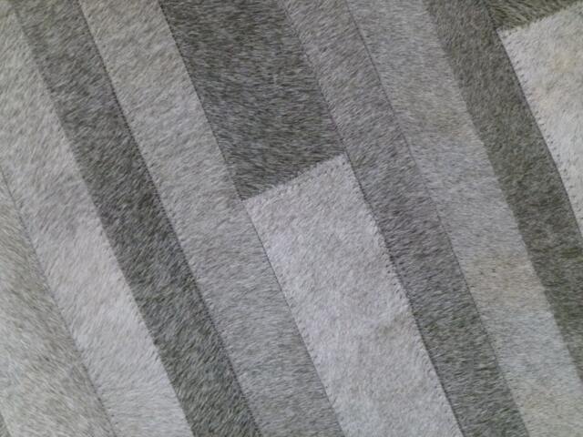 Cowhide Patchwork Rug. Gray Stripes Amazing Design. 4Ft X 6Ft - image 1