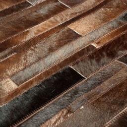 Cowhide Patchwork Rug. Gray Stripes Amazing Design. 4Ft X 6Ft - thumbnail 3