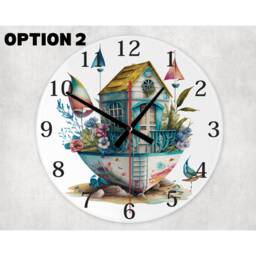 Beach Huts Glass Wall Clock Coastal Seaside Decor - thumbnail 3