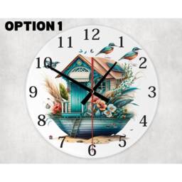 Beach Huts Glass Wall Clock Coastal Seaside Decor - thumbnail 2