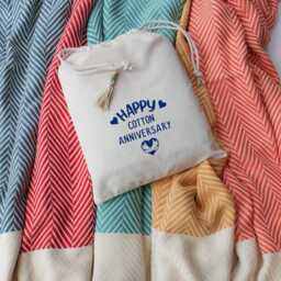 Personalised Cotton Sofa Throw, Anniversary Gift For Couple, 2nd Wedding Gift, Mum, Birthday Her - thumbnail 2