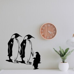 Penguin Family Vinyl Wall Art, Decal, Sticker, Transfer, Mural, Decor, Rent Friendly, Interior, Exterior, Full Removable, - 0075 - thumbnail 1